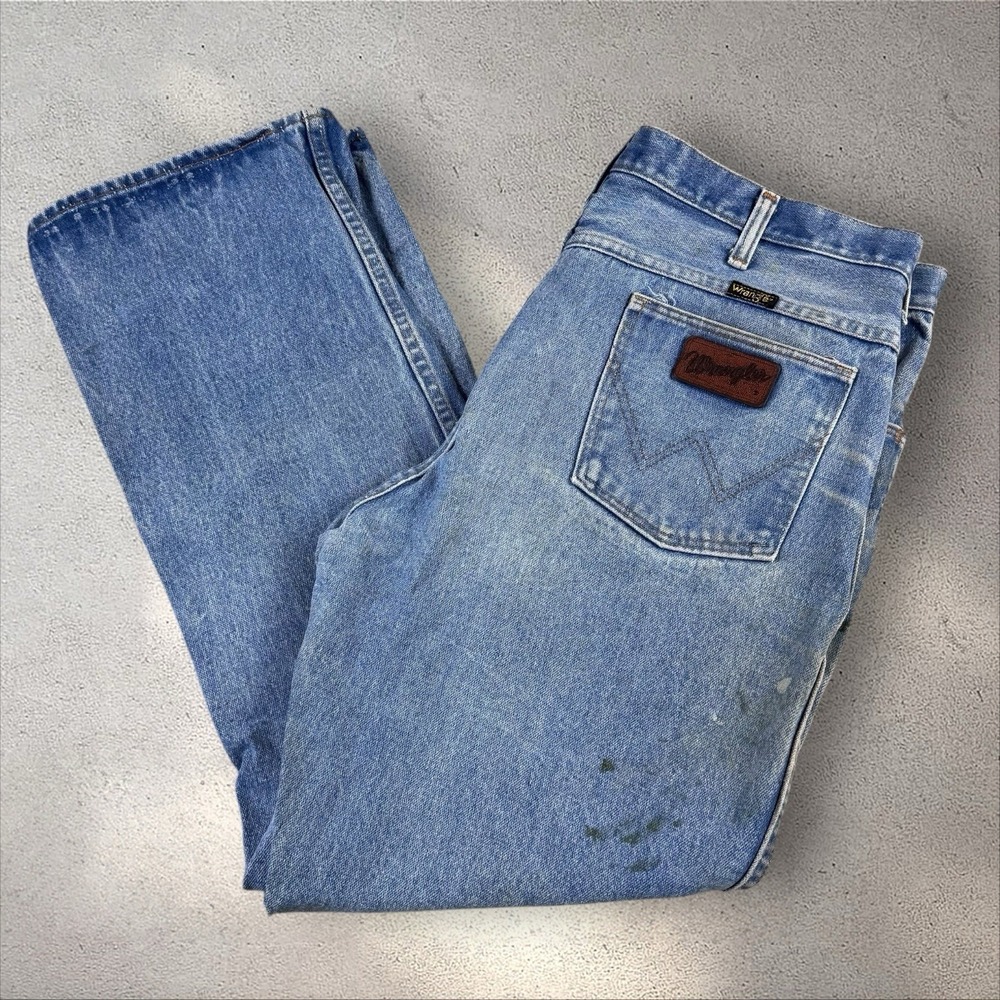 VTG 70s Wrangler Flare Jeans Fit 36x29 Distressed Bootcut Denim Scovill‎ 82620NV